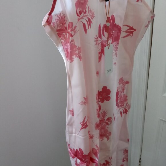 NWT Quince 100% Washable Silk Mini Slip Dress/Nightgown. Large. Pink Bouquet. - Picture 5 of 14
